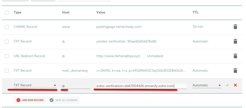 Cara verifikasi domain di Zoho