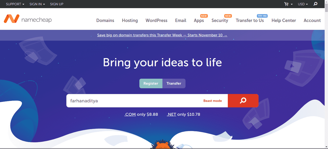 Cara beli domain di Namecheap